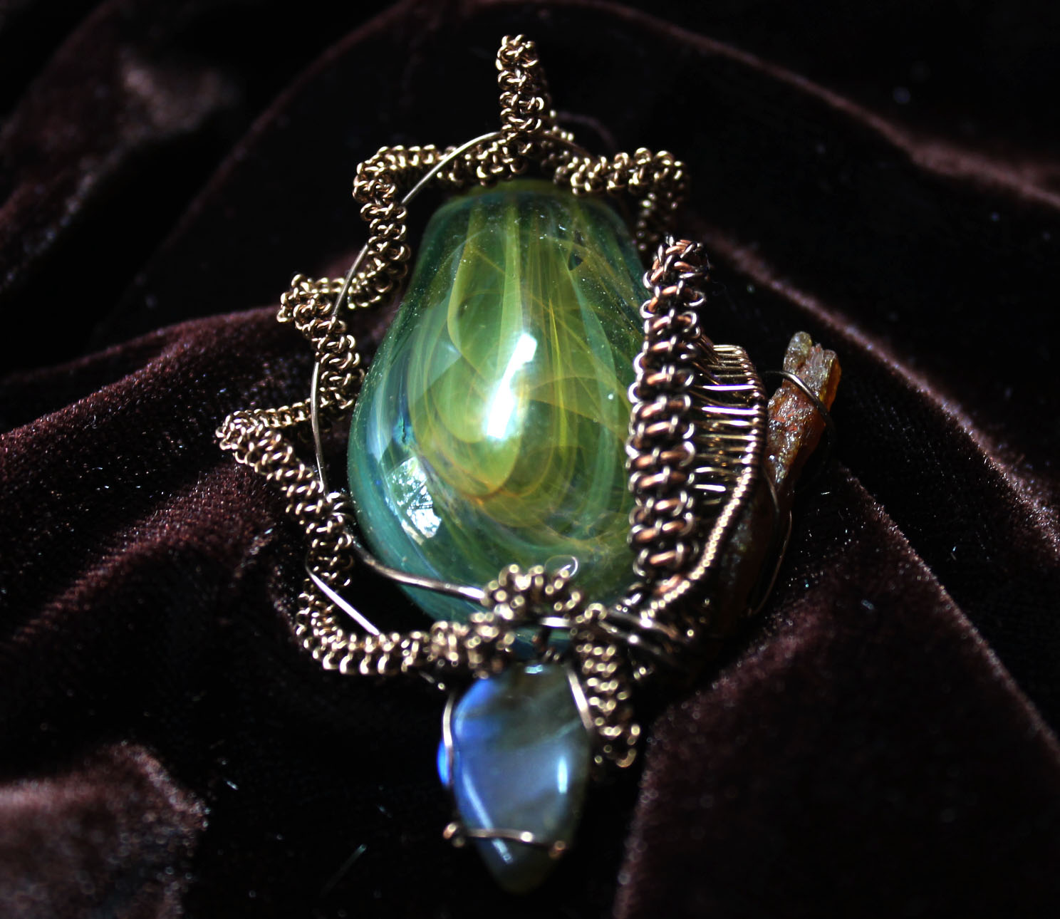 Wire Wrapped Glass with Gems