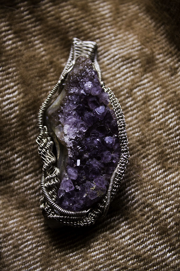 pendant wire wrapped jewelry amethyst silver