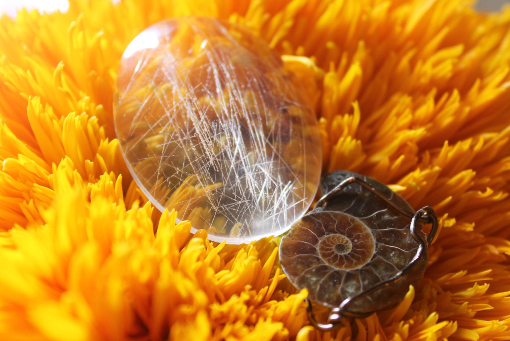 wire wrapped inspiration ammonite rutilated quartz